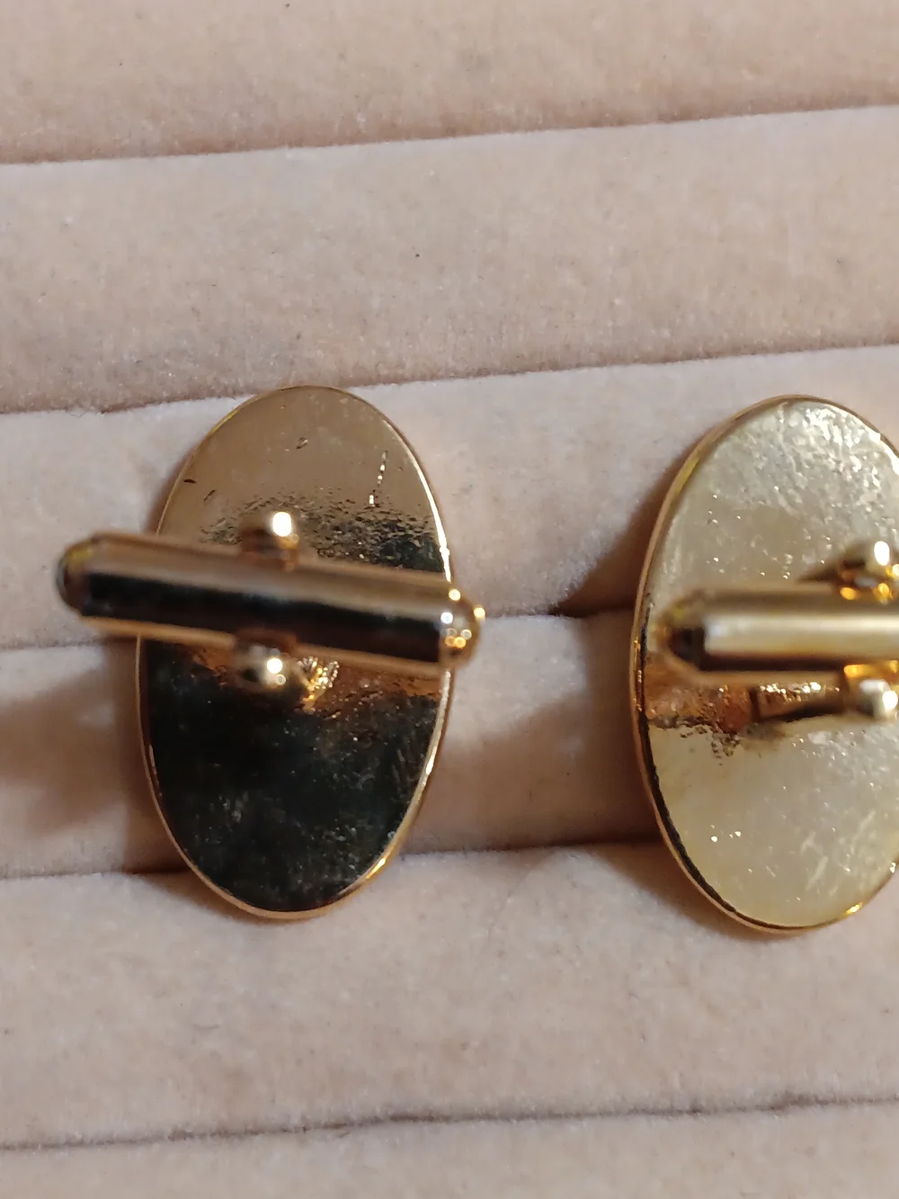 Gold Oval Crystal Accent  Mens Cufflinks